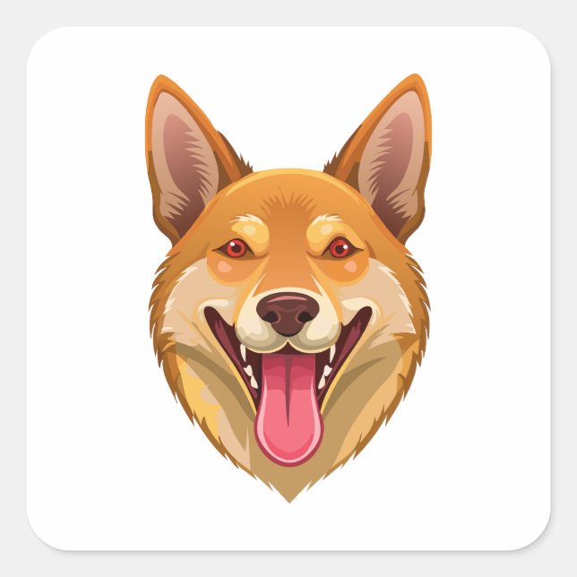 Pegatina Cuadrada Cabeza de dingo perro salvaje australiano (Anverso)