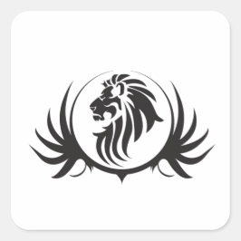 Pegatina Cuadrada Cabeza de Leones Negros