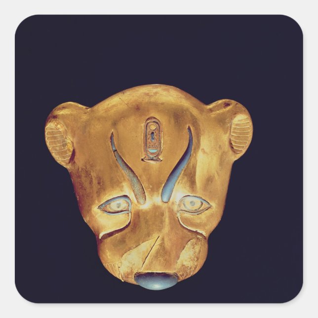 Pegatina Cuadrada Cabeza de leopardo, de la tumba de Tutankhamun (Anverso)