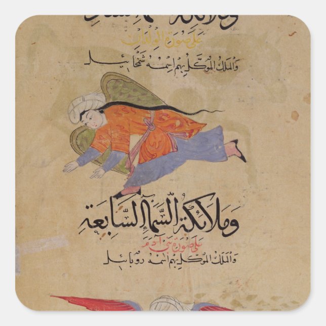 Pegatina Cuadrada Cabeza de los Ángeles del Sexto Cielo y la Cabeza (Anverso)