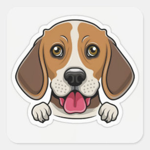 Pegatina Cuadrada Cabeza de perro de beagle