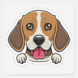 Pegatina Cuadrada Cabeza de perro de beagle