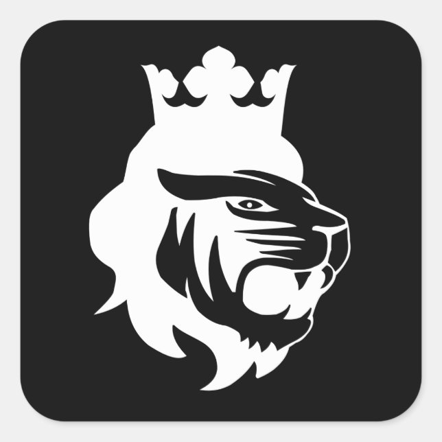 Pegatina Cuadrada Cabeza de rey león (Anverso)