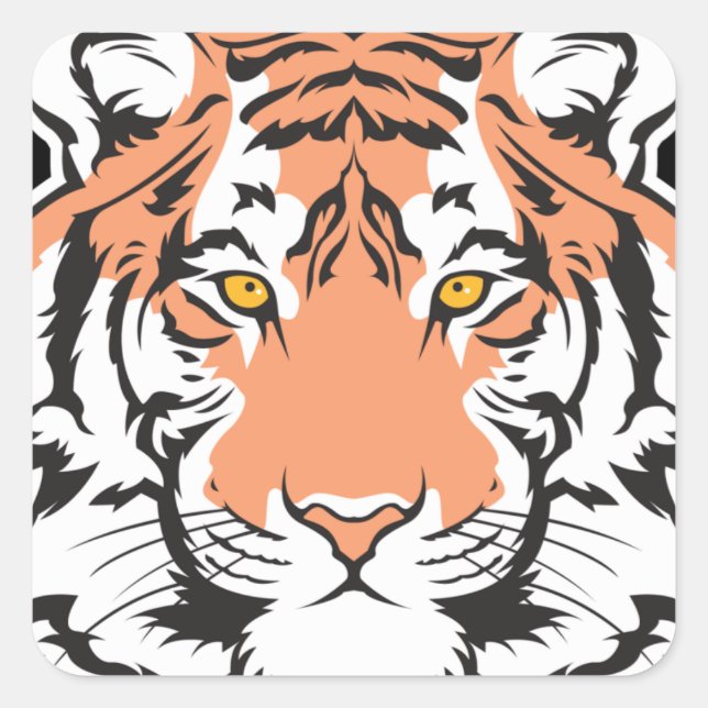 Pegatina Cuadrada cabeza de tigre de bengala (Anverso)