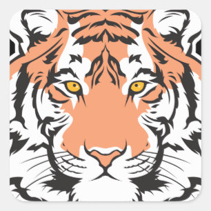 Pegatina Cuadrada cabeza de tigre de bengala