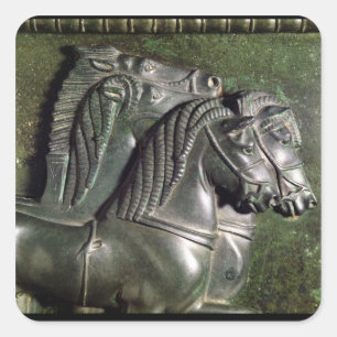 Pegatina Cuadrada Cabeza de un caballo de una cuadriga