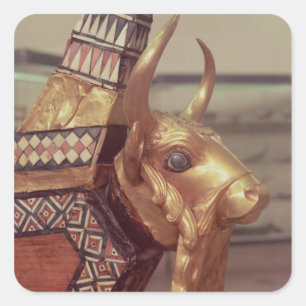 Pegatina Cuadrada Cabeza de un toro, decoración de una arpa 2