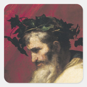Pegatina Cuadrada Cabeza de un viejo hombre
