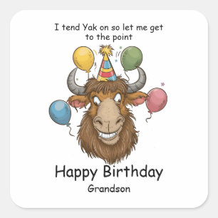 Pegatina Cuadrada Cabeza de yak con personalizado de globos