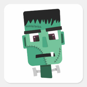 Pegatina Cuadrada Cabeza del Monstruo de Frankenstein