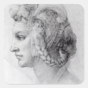 Pegatina Cuadrada Cabeza ideal de una mujer, c.1525-28