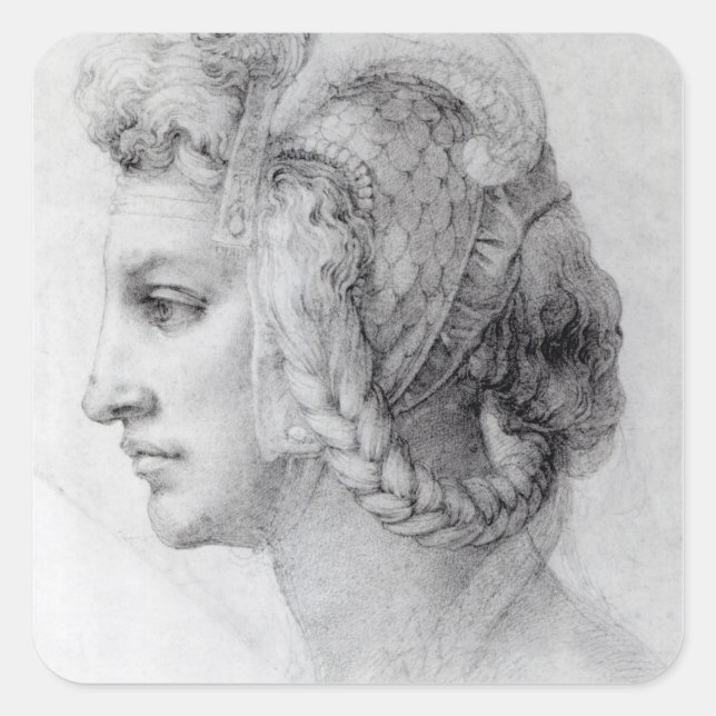 Pegatina Cuadrada Cabeza ideal de una mujer, c.1525-28 (Anverso)