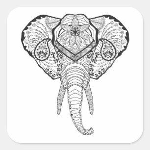 Pegatina Cuadrada Cabeza inspirada del elefante