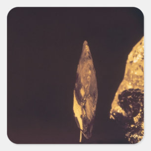 Pegatina Cuadrada Cabeza Knapped del hacha o de la lanza