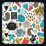 Pegatina Cuadrada Cabeza loca<br><div class="desc">-</div>