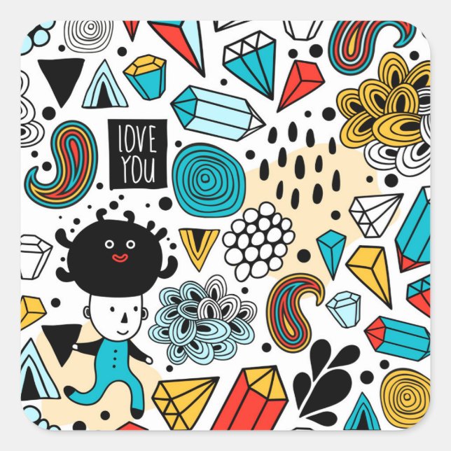 Pegatina Cuadrada Cabeza loca (Anverso)