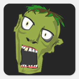 Pegatina Cuadrada cabeza zombi