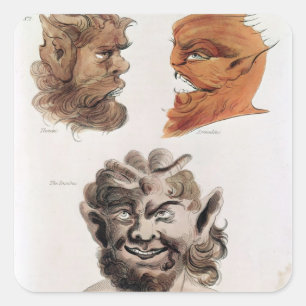 Pegatina Cuadrada Cabezas de demonios malvados