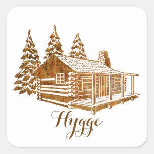 Pegatina Cuadrada Cabina de registro acogedora - Hygge o tu propio t