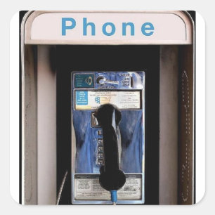 Pegatina Cuadrada Cabina de teléfono público de Nueva York, cabina d