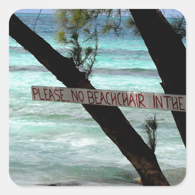 Pegatina Cuadrada Cabinas de playa Rum Point Gran Caimán (Anverso)