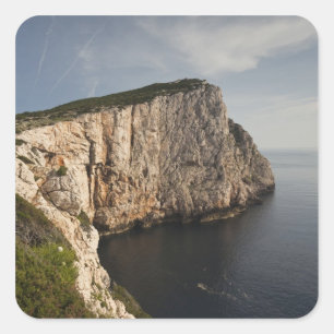 Pegatina Cuadrada Cabo Caccia, Alghero, Cerdeña, Italia