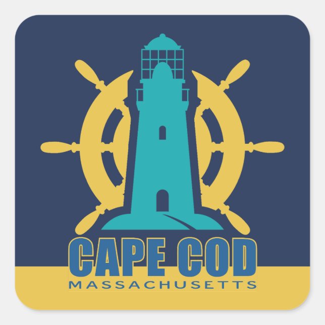 Pegatina Cuadrada Cabo Cod Massachusetts (Anverso)