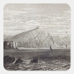 Pegatina Cuadrada Cabo Colonna, con ruinas del Templo de