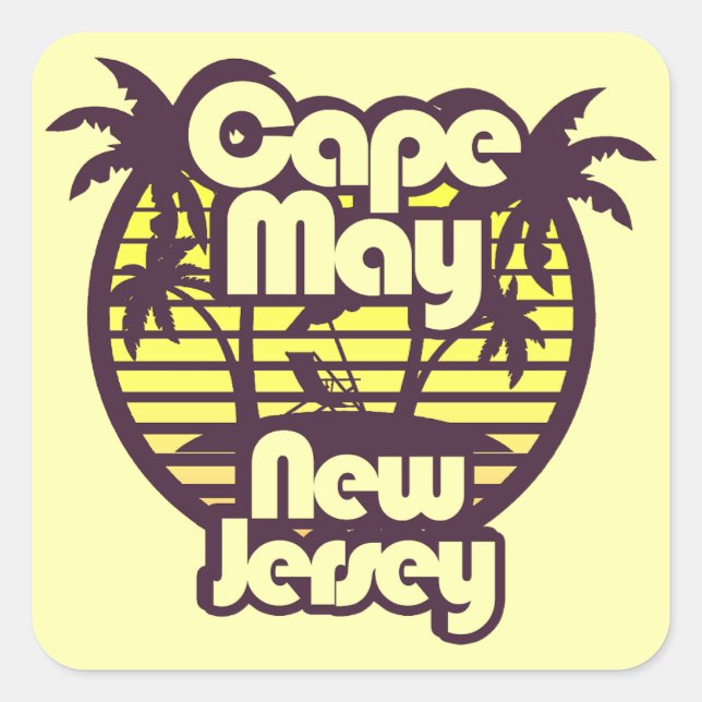 Pegatina Cuadrada Cabo de mayo, Nueva Jersey (Anverso)