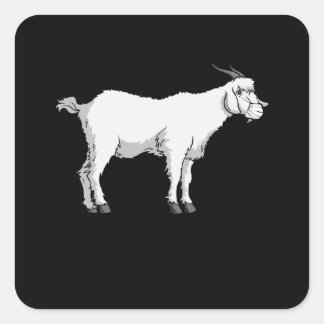 Pegatina Cuadrada Cabra con máscara de cara médica