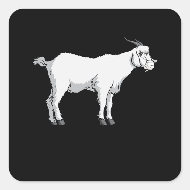 Pegatina Cuadrada Cabra con máscara de cara médica (Anverso)