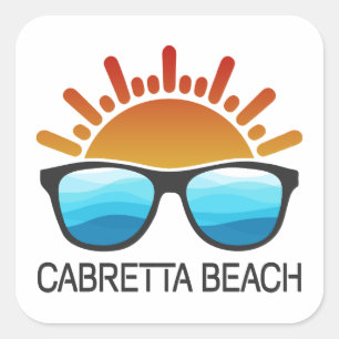 Pegatina Cuadrada Cabretta Playa Isla Sapelo Georgia Gafas de sol