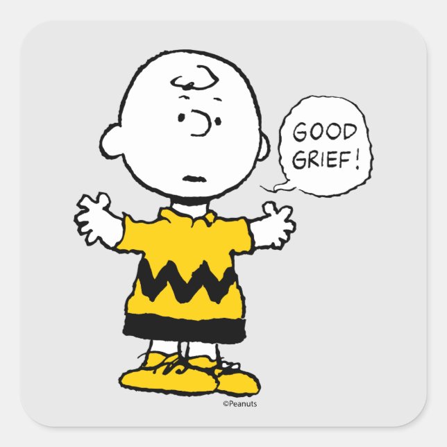 Pegatina Cuadrada Cacahuetes | Buen dolor Charlie Brown (Anverso)