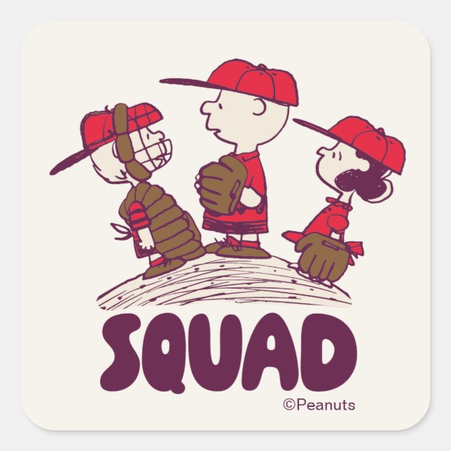 Pegatina Cuadrada Cacahuetes | Escuadrón de béisbol (Anverso)