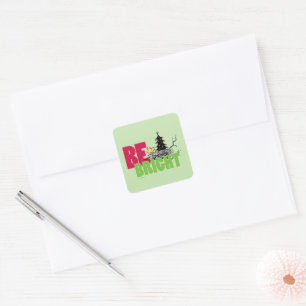 Pegatina Cuadrada Cacahuetes   Los Navidades de Woodstock son brilla