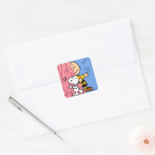 Pegatina Cuadrada Cacahuetes   Media danza Snoopy y Charlie Brown