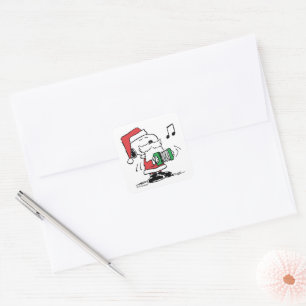 Pegatina Cuadrada Cacahuetes   Snoopy Santa Claus Accord
