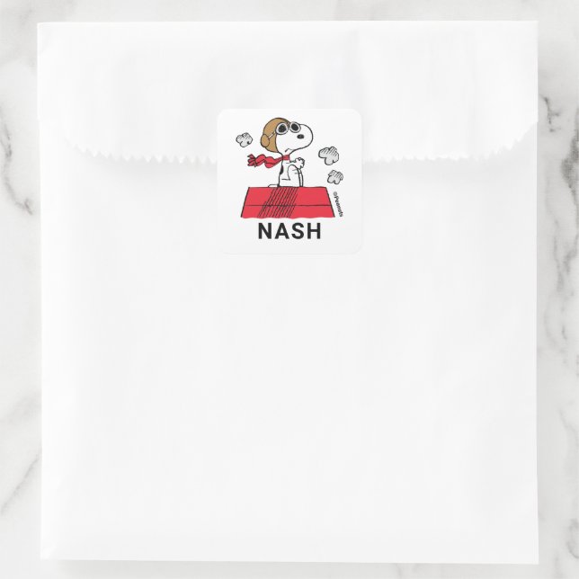 Pegatina Cuadrada Cacahuetes | Snoopy the Flying Ace (Bolso)