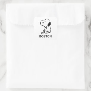 Pegatina Cuadrada Cacahuetes   Snoopy Turns