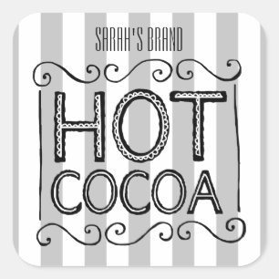 Pegatina Cuadrada Cacao caliente Añadir su nombre