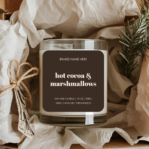 Pegatina Cuadrada Cacao caliente y malvaviscos   Acogedor invierno M
