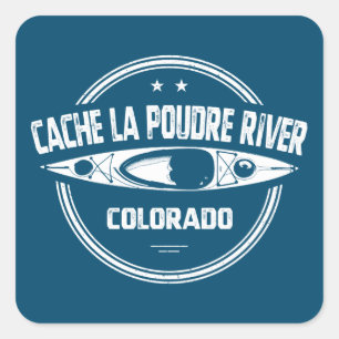 Pegatina Cuadrada Cache la Poudre River Colorado Kayaking