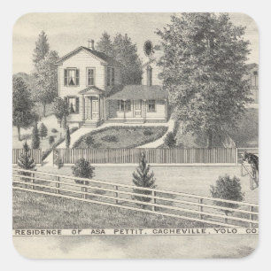 Pegatina Cuadrada Cacheville res, molino de Madison