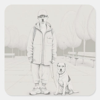 Pegatina Cuadrada Cachorro