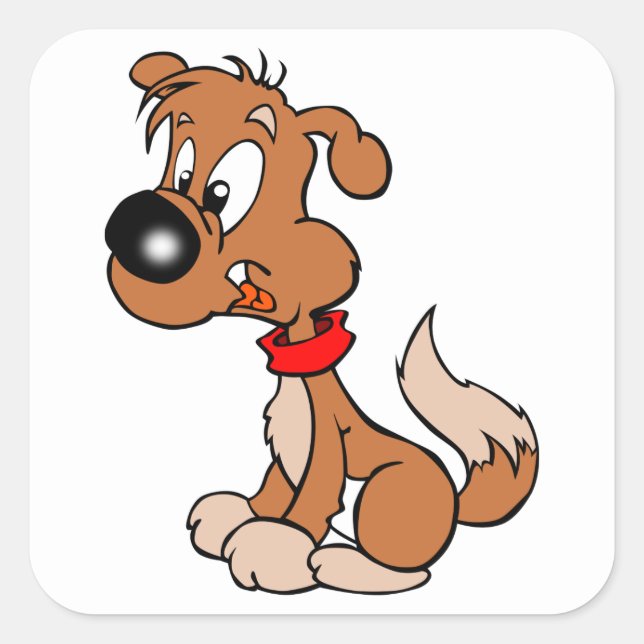 Pegatina Cuadrada Cachorro (Anverso)