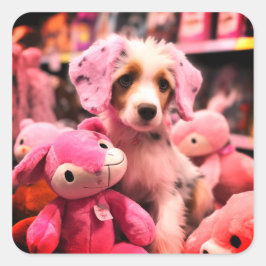 Pegatina Cuadrada Cachorro