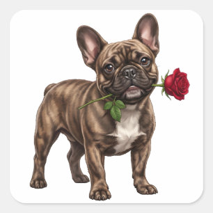 Pegatina Cuadrada Cachorro adorable de Bulldog Francés