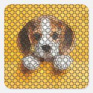 Pegatina Cuadrada Cachorro, Beagle, animal