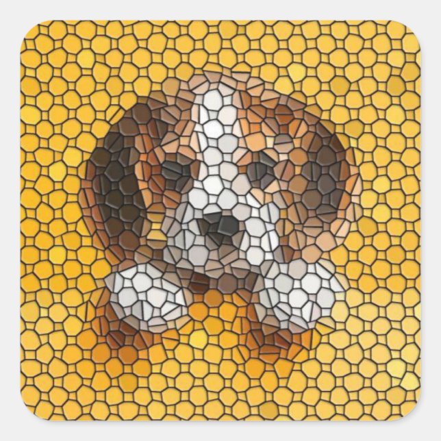 Pegatina Cuadrada Cachorro, Beagle, animal (Anverso)