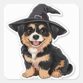 Pegatina Cuadrada Cachorro de Halloween
